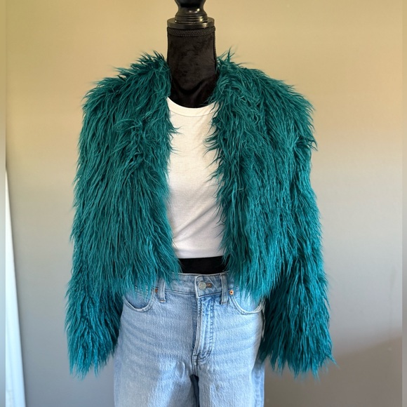 Billabong Teal Faux Fur Jacket – Size M - Picture 1 of 4